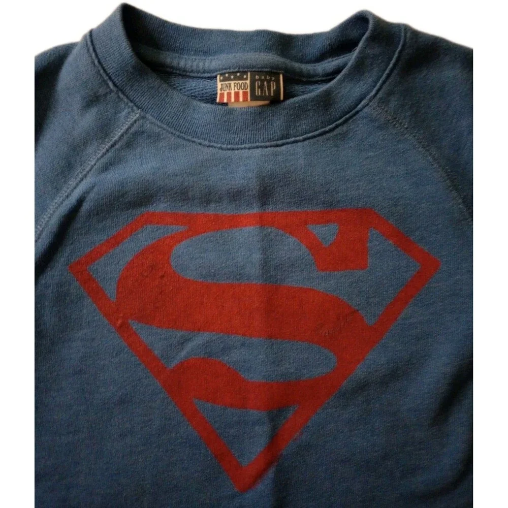 Baby GAP Junk Food Superman Fan Club Crewneck Sweater sz 3 Toddler Boy Blue/Red